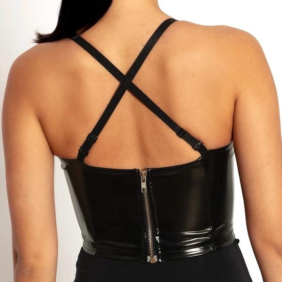 Blackmilk Batwing PVC bustier crop top black faux latex bats Halloween - size L - Picture 10 of 11